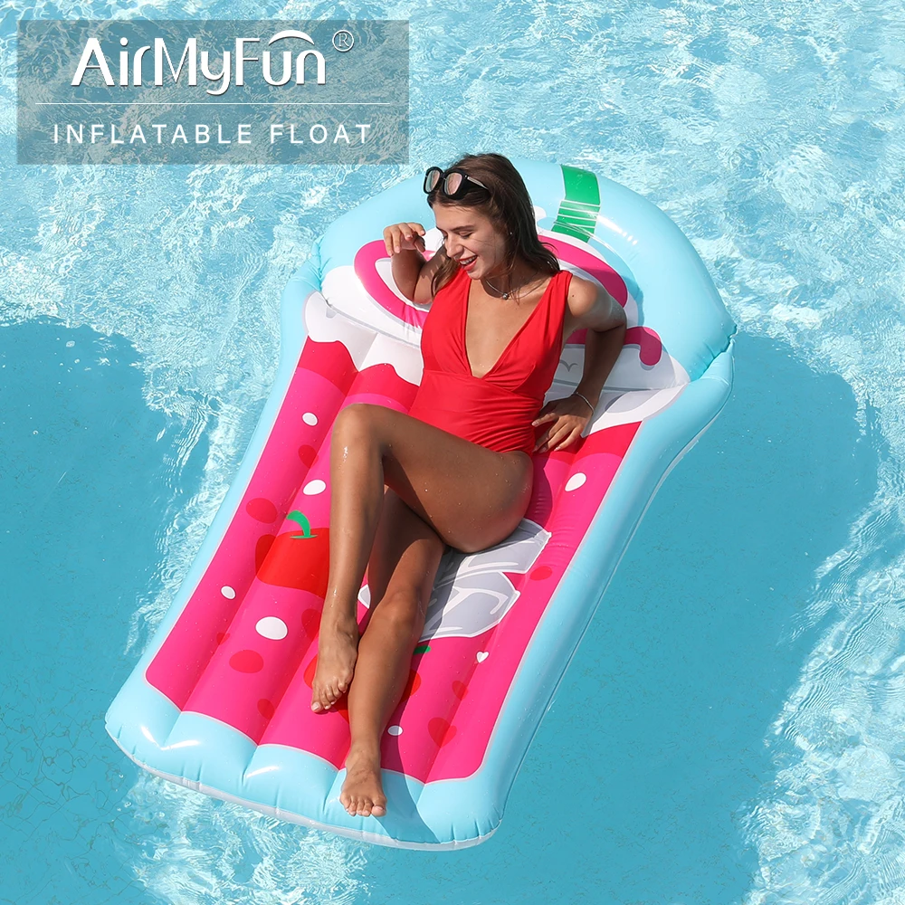 AirMyFun Inflatable Giant Pool Floats, Adult Inflatable Recliner Raft, Youth Water Game Accessories, Creative Juice Cup Style