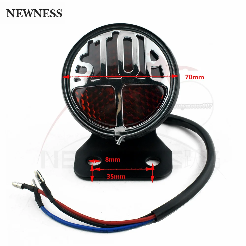 Universal 12V Motorcycle Side Mount Stop Sign Tail Light w/ License Number Plate Bracket For Harley Bobber Yamaha Honda,motorcycle taillight
