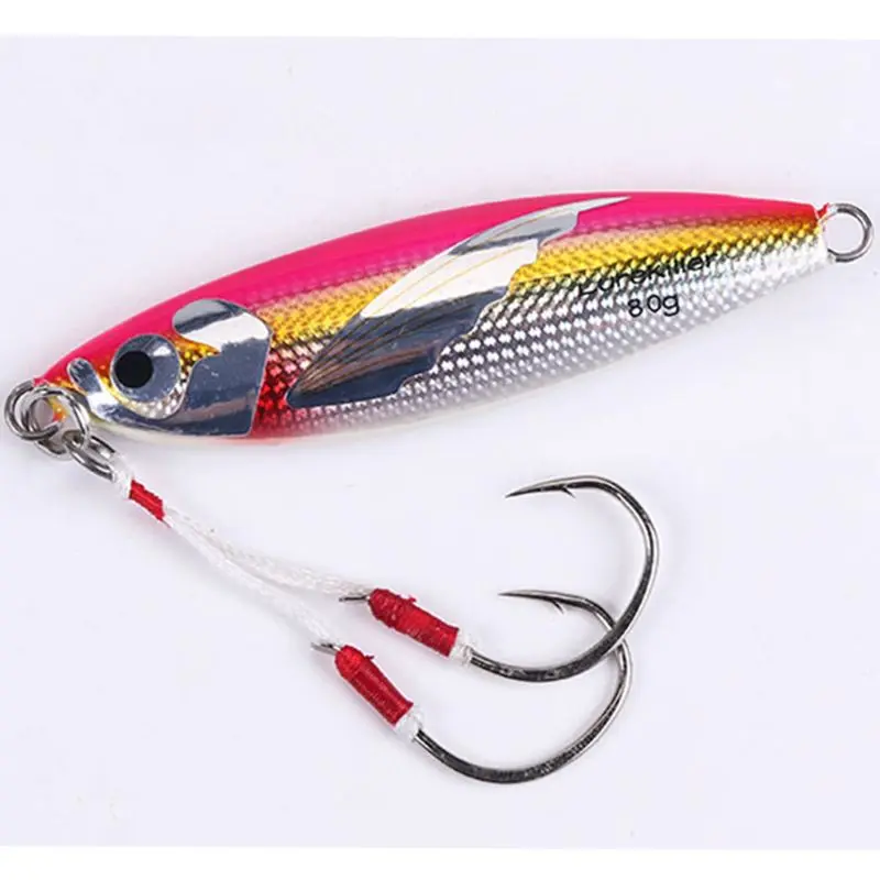 Рыболовные приманки медленно, ведущая рыбу с двойными крючками 40/60/80/100 г рыбы литой приспособлений соленой воды для доставки прикорма и оснастки