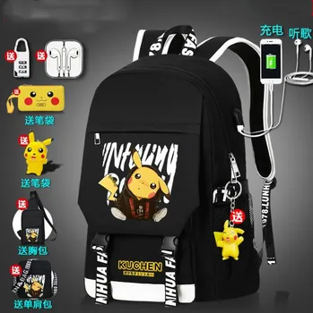 

New Aniti-Theft Backpack Pokemo School Bookbag Waterproof Laptop Backpack wth USB Charging Port College Backpack Student Bookbag