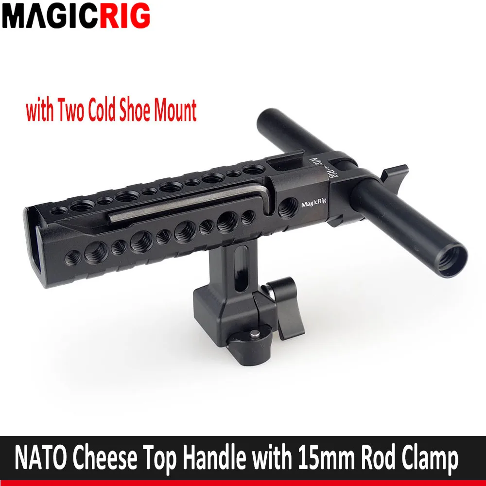 

MAGICRIG Handheld Grip NATO Cheese Top Handle with NATO Rail 15mm Rod Clamp Cold Shoe Mount for DSLR Camera Cage Video Camcorder