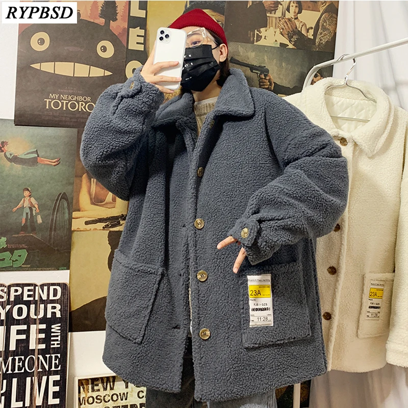 Winter Coat Men Warm Thicken Lamb Wool Coat Loose Fashion Solid Casual Single Breasted Plus Cotton Lamb Wool Jacket Outwear Winter Coat Men Warm Thicken Lamb Wool Coat Loose Fashion Solid Casual Single Breasted Plus Cotton Lamb Wool Jacket Outwear