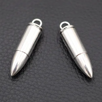 

4pcs Antique Silver 35*9mm 3D Bullet Charm Hip Hop Necklace Bracelet DIY Metal Jewelry Alloy Pendant Military Enthusiast Gift