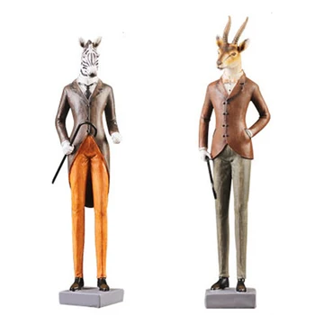 

RETRO CRAFTS GENTLEMAN ZEBRA STATUE ORNAMENTS RESIN ANTELOPE FIGURINES CREATIVE MODERN PERSONALITY RETRO MODEL HOUSE FURNISHINGS