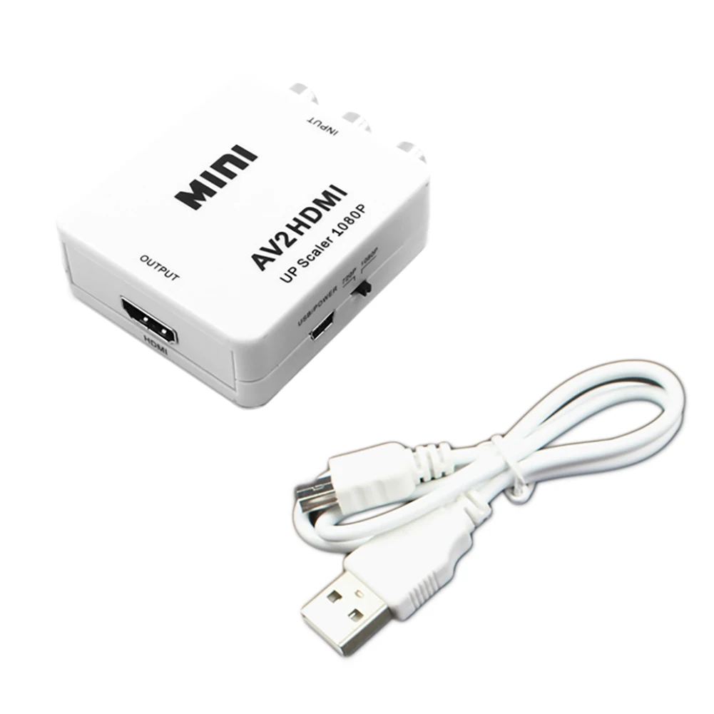 white 1080P Мини RCA к HDMI видео аудио преобразователь RCA к HDMI RCA композитный видеосигнал AV к HDMI видео аудио конвертер - Цвет: white