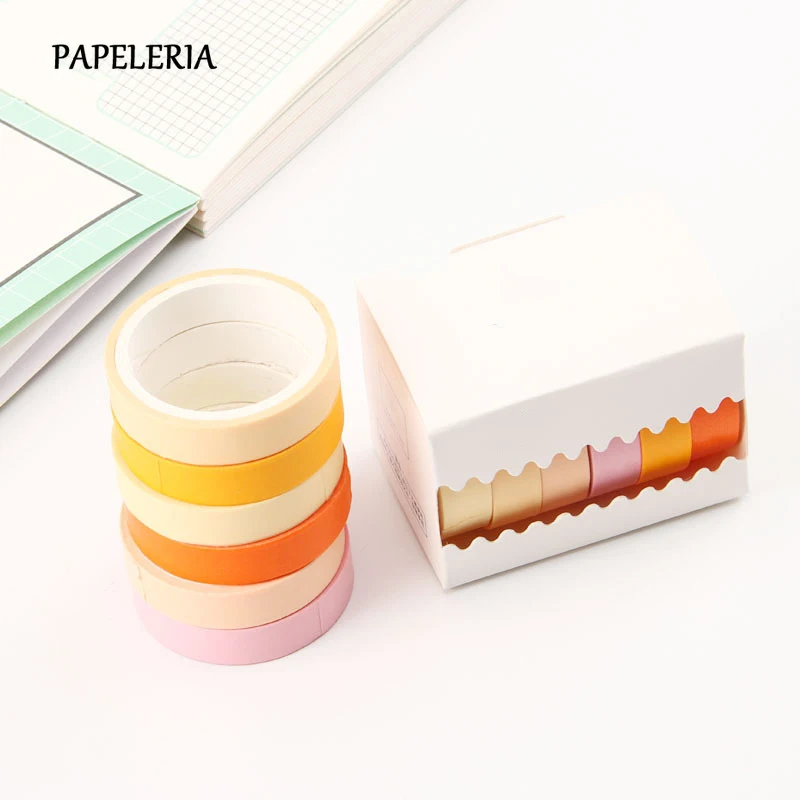 6 шт./лот Macarons набор декоративного скотча Васи клейкие декоративные ленты маскирующие наклейки дневник альбом японские канцелярские принадлежности Школьные принадлежности