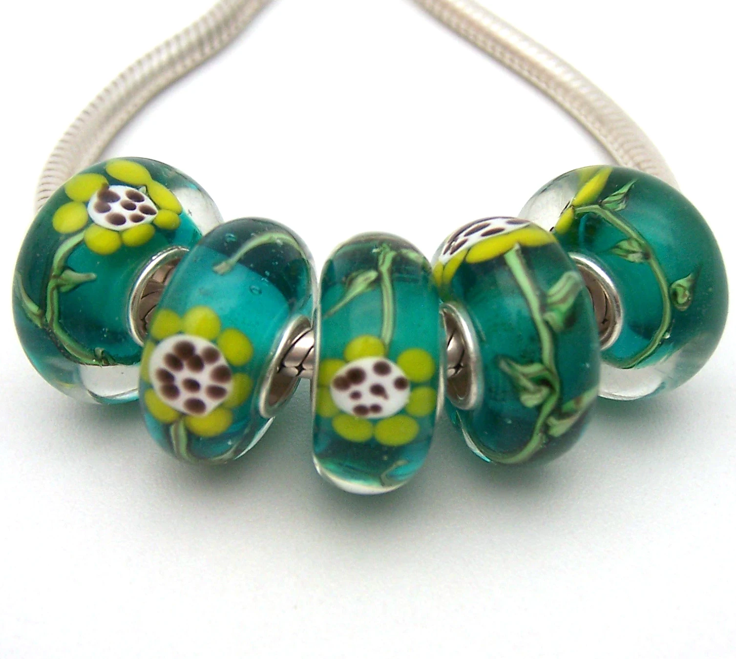 

YG169 5X 100% Authenticity S925 Sterling Silver Beads Murano Glassbeads beads Fit European Charms Bracelet diy jewelry Lamp-work