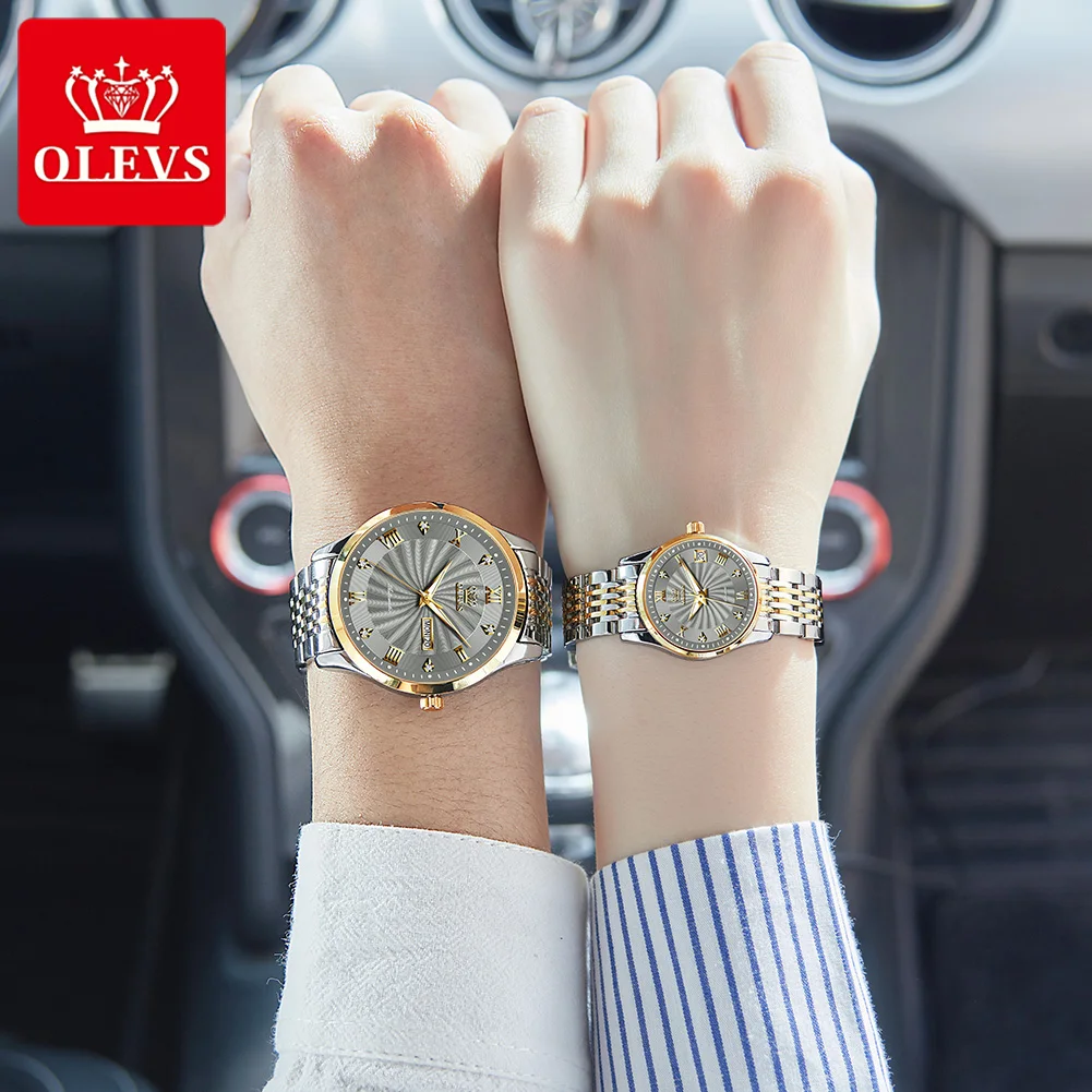 OLEVS Fashion Lovers Watches Brand Luxury Automatic Mechanical Watch Stainless Steel Waterproof Couple Watch relogio masculino