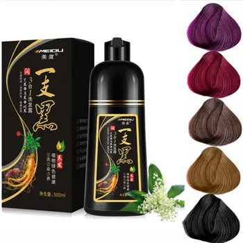 

500ML Natural Soft Shiny Brown Golden Hair Dye Shampoo Wine Red Purple Hair Color Shampoo Black Grey Hair Removal for Men Women
