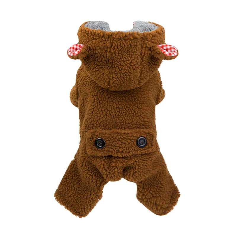 Милое животное флисового медвежонка Косплэй костюм 4 брюки с широкими штанинами уплотненное теплое пальто для малых и средних собак; богемный комплект, Roupa Cachorro щенок теплая куртка - Цвет: DC