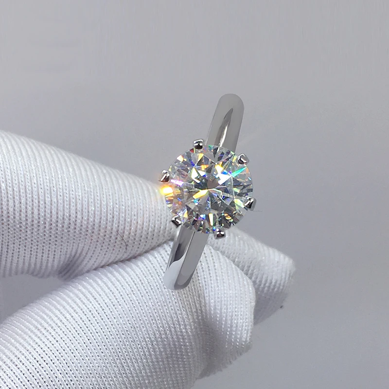 Кольцо с сертификатом Solitaire, 925, твердые серебряные ювелирные изделия, 1.5ct, Циркон Cz, обручальное кольцо, кольца для женщин BKR121