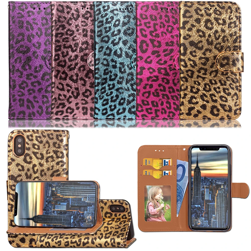 

Luxury Leopard Pattern Leather Flip Wallet Cover Case For Apple iPhone 6 6S 7 8 Plus iPhone X XS iPhone XR 6.1 XS Max