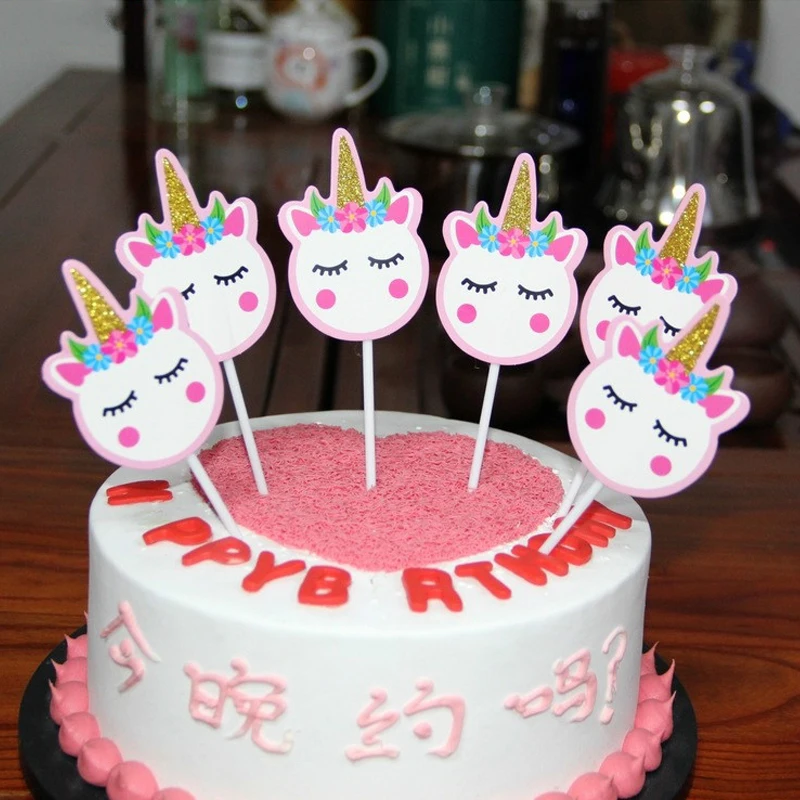 Unicorn Cupcake Toppers Kids Birthday Cake Topper Theme Party Decorations 6pcs/Set | Дом и сад
