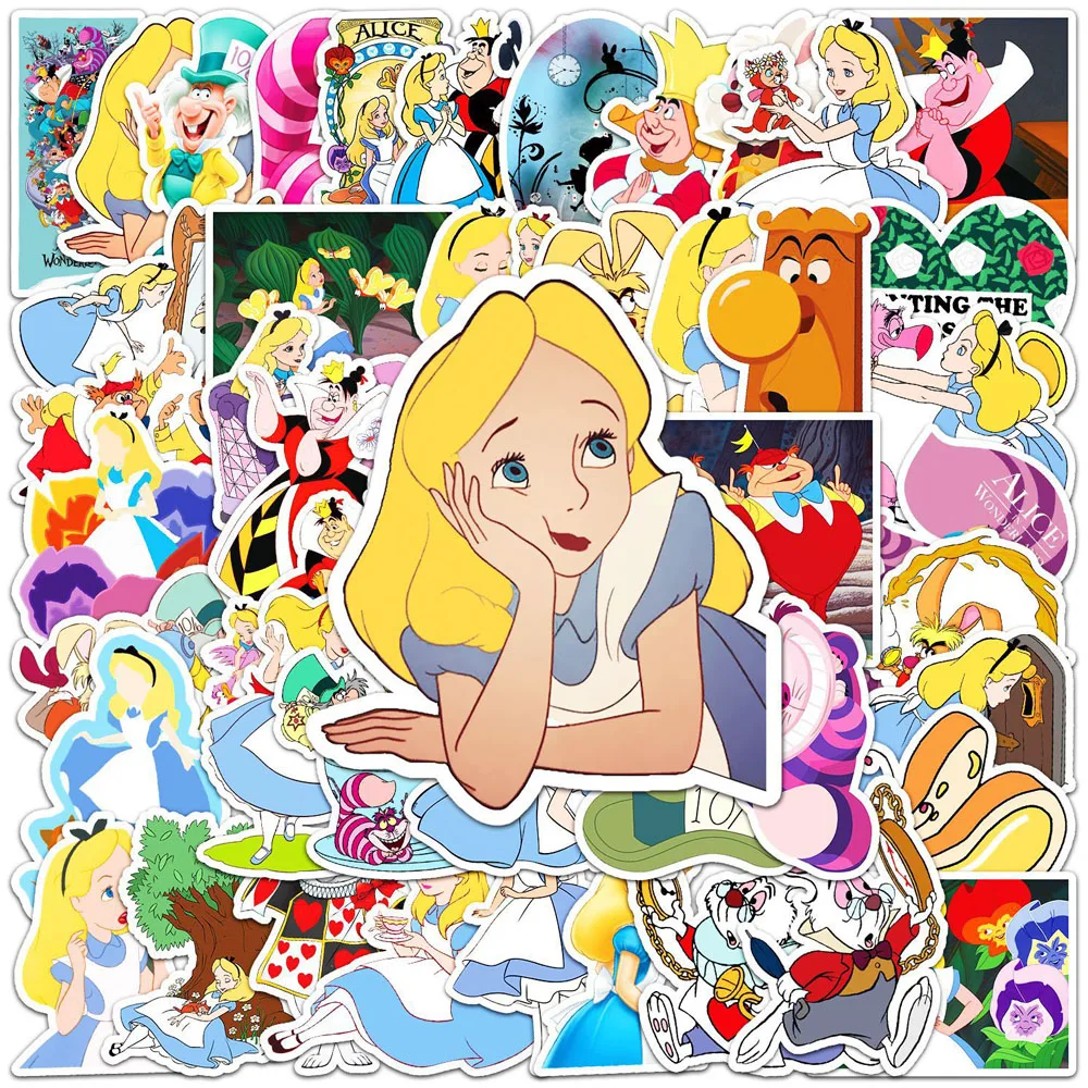 10/30/50pcs Disney Movie Alice in Wonderland Cartoon Stickers Luggage Guitar Fridge Laptop Phone DIY Kid Toy Waterproof Sticker | Игрушки и