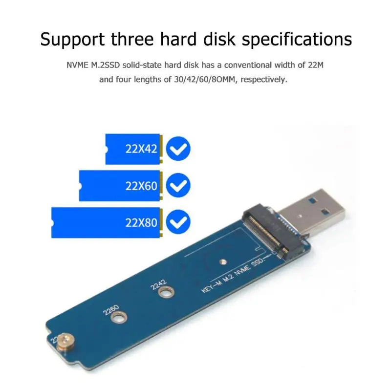 USB 3,1 type-A к M.2 NVME SSD корпус алюминиевый M-Key адаптер жесткий диск коробка 10 Гбит/с высокоскоростной портативный USB3.1 M.2 NVME чехол