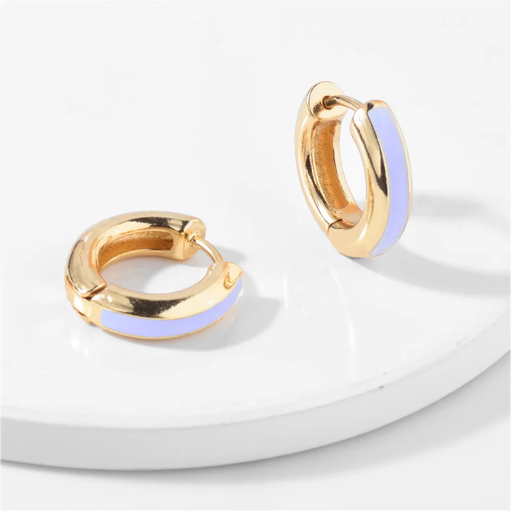 Newest Trendy Ear Hoops Earrings for Women Luxury Enamel Small Circle Round Huggie Earrings Maxi Gold Brincos Jewelry Gifts