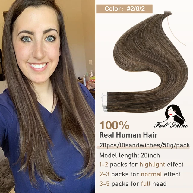 Full Shine Tape In Hair Extensions 100% Remy Natural Human Hair Skin Weft Invisiable Seamless Omber Blonde Color Glue For Salon 2 8 2
