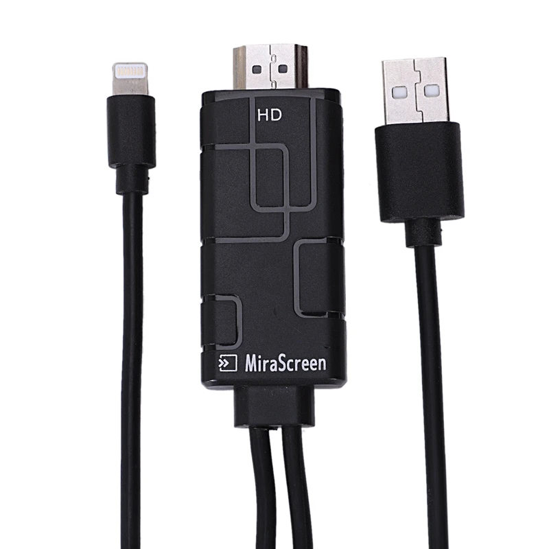 Hdmi-кабель, 8-контактный кабель для iPhone к HDMI 1080P HDTV AV кабель адаптер для iPhone X, iPhone 8, iPhone 7 6S Plus iPad Черный(2