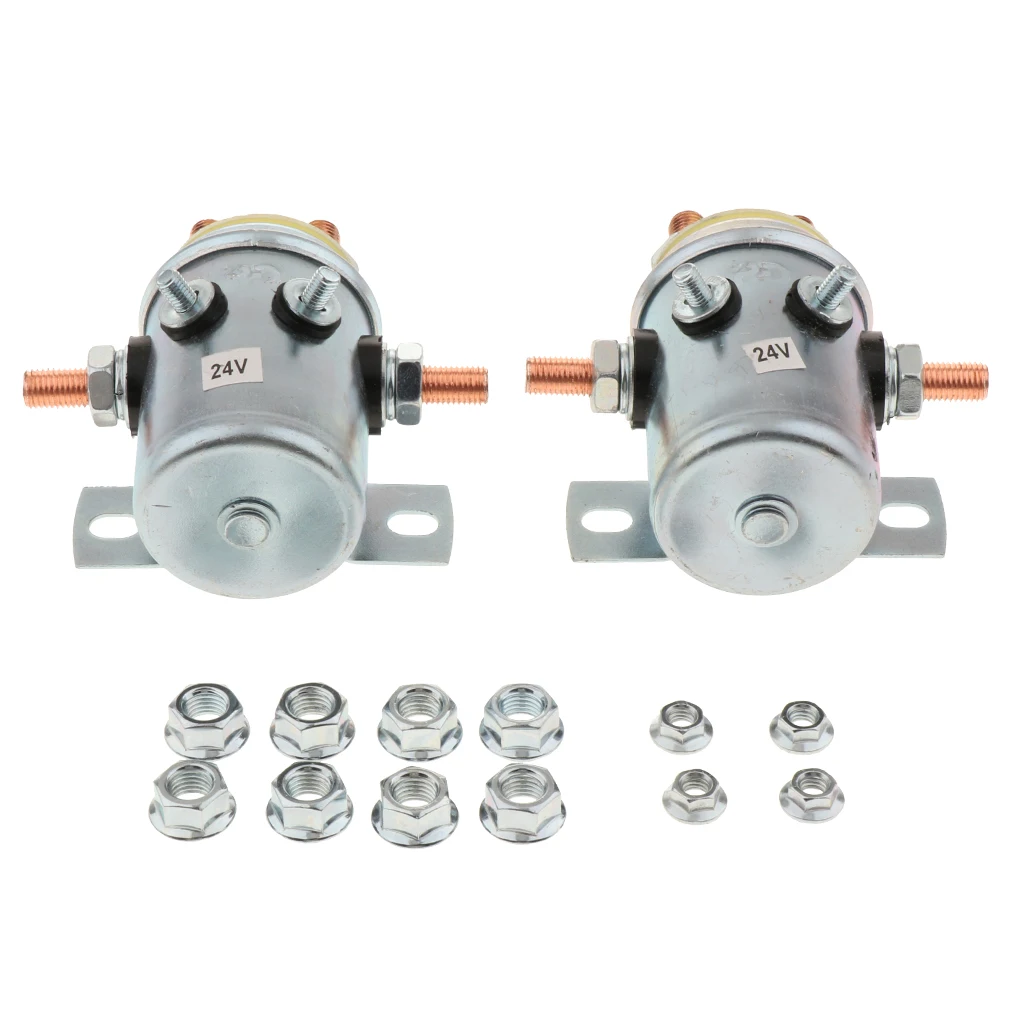 2X Solid Continuous Duty 24V 200A Solenoid Relay for Winch Trailer Golf Cart Auto Car, 21.9 x 6.50 x 9.45 inch