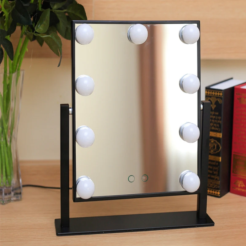 Table Cosmetic Mirror With light Bulb Professional Beauty Mirror HD Comb Illuminated Mirror Cosmetic Mirror Make-up Mirror