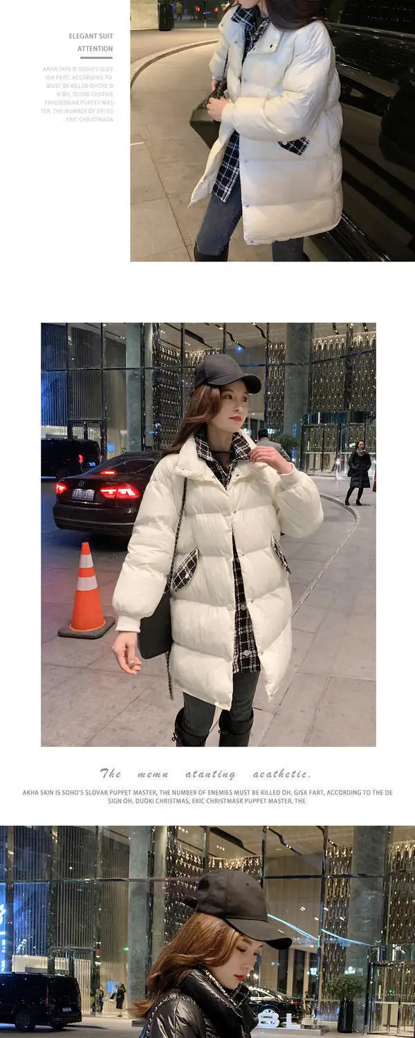 black puffer coat womens Winter Jacket Women Cotton Padded Jacket 2021 Korean Version Fake Two Pieces Spliced Loose Streetwear Fashion Bubble Bread Coat white puffer coat