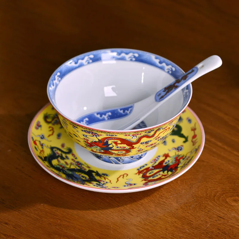 Jingdezhen Ceramic Rice Bowl Bone China Dinnerware Big Bowl Ramen Soup