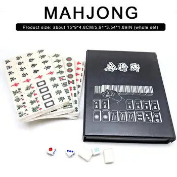 

Portable Sculpture Travel Mahjong 2CM Premium Mini Mahjong Set 144 Pieces Tiles Green Easy To Read For Family Party Table Game