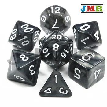 

7pcs/set High Quality Marble Effect Dice Set, D4,d6,d8,d10,d10%,d12,d20 for Dnd Game Dice