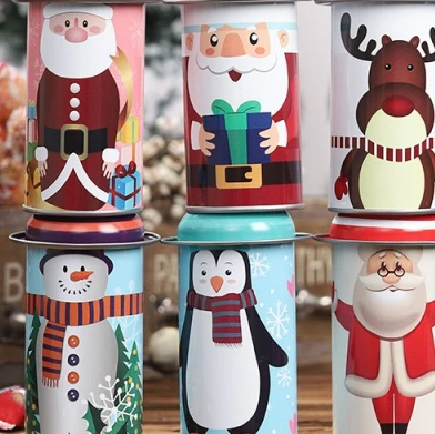 High Quality Christmas theme tinplate empty canned candy storage container decorative box random pattern - Цвет: Random Color