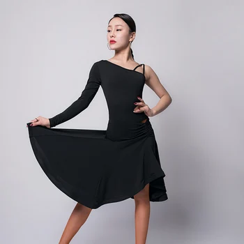 

Women's Latin Dance Dress Sexy Slim Single Sleeve Charleston Dress Female Ballroom Samba Dancing Costumes Danse Dresses DL5607