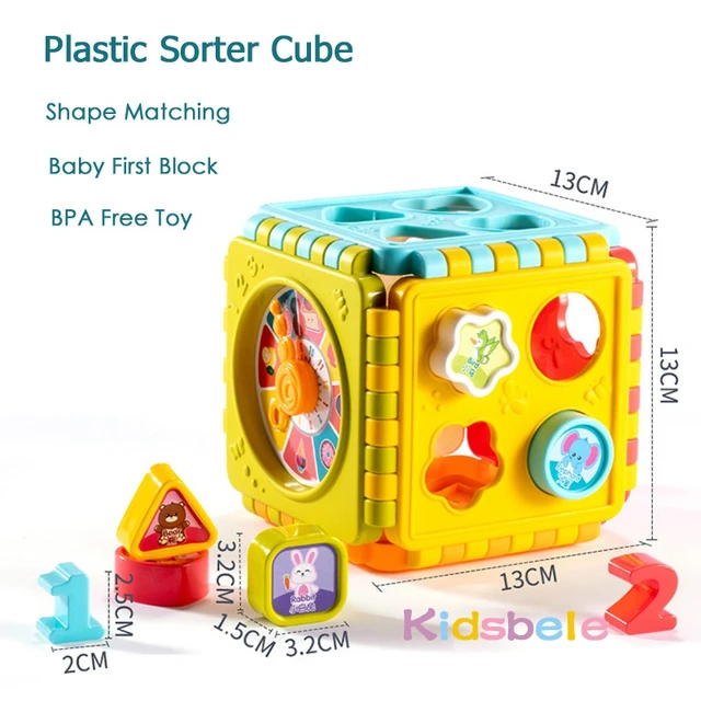 Baby Activity Cube Toys Shape Sorting Toddler Early Learning Educational Toys Infant First Blocks Set Colorful Number Sorter 5