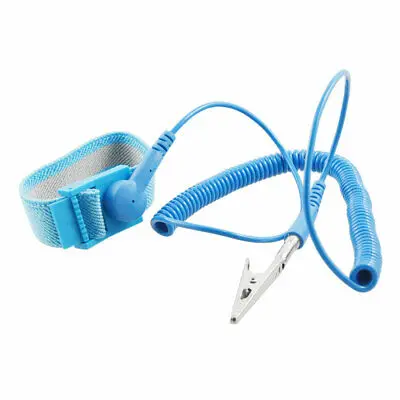 

Anti Static ESD Adjustable Wrist Strap Band Blue w Grounding Cable