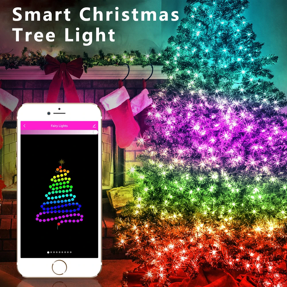 5m 10m 20m LED Christmas Tree String Lights Fairy Garland Light APP Control Holiday Lighting for New Year Home Party Decoration | Лампы и