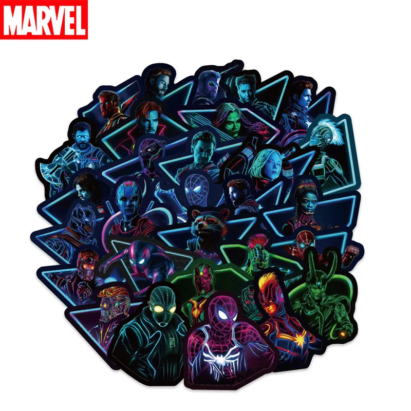 100 Pcs Avengers Marvel Waterproof Stickers Disney Cartoon Anime Figure Spiderman Iron Man Thanos Personalized Fashion Sticker |