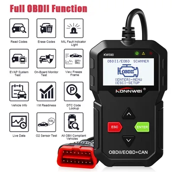 

KW590 OBD2 Scanner Car Diagnostic Scanner OBD 2 Auto Diagnostic Tool Better ELM327 ODB2 Auto Diagnositic Scanner