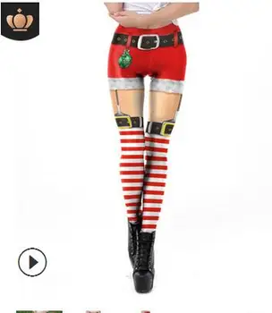 

Women Leggings 2019 Fashion 3D Digital Printing Christmas Leggings Funny Sexy Printed Elastic Christmas Skinny Leggings