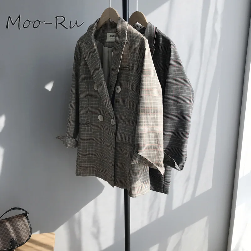 Moo-Ru 2020 Early Spring 2020 Vintage Hong Kong Style Double-breasted Nine-point Sleeve Plaid Blazer for Woman - 4.00069E+12 Moo-Ru 2020 Early Spring 2020 Vintage Hong Kong Style Double-breasted Nine-point Sleeve Plaid Blazer for Woman - 4.00069E+12