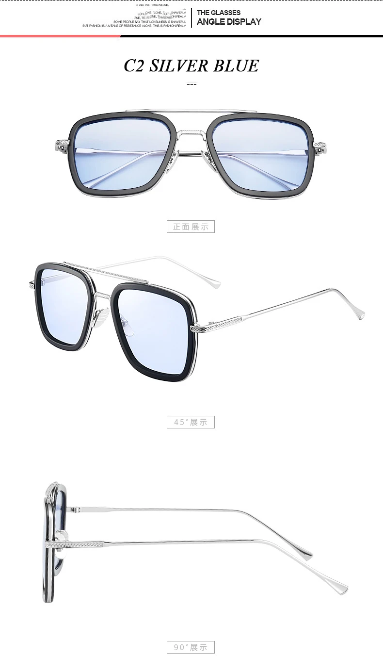 Роскошные две пары Мстителей Tony Stark Flight стильные мужские солнцезащитные очки Мужские квадратные брендовые дизайнерские солнцезащитные очки Oculos Ретро Мужские Железный человек 3