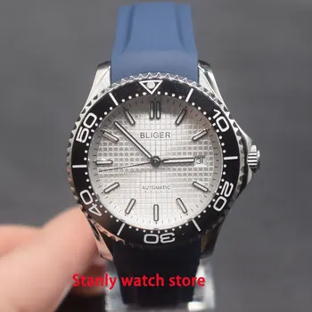 

Luxury Brand Bliger 41mm white dial luminous marks black ceramic bezel sapphire miyota 8215 automatic movement men's watch