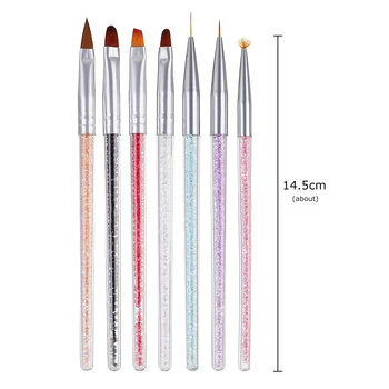 

7pcs Nail Art Brush Rhinestone Handle Uv Gel Polish Nails Tips Dotting Lining Painting Pen 3d Manicure Gradient Brushes New