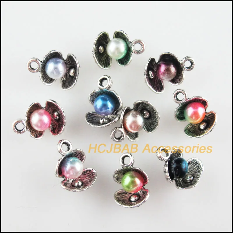 

20 новых искусственных акриловых Подвесок в виде ракушек, Тибетский Серебряный тон 10,5x14 мм