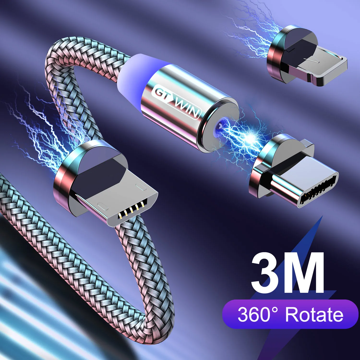 Магнитный кабель GTWIN Micro USB Type C для iPhone 12 11 Xiaomi mi 10 9 Huawei P40 P30 быстрая зарядка