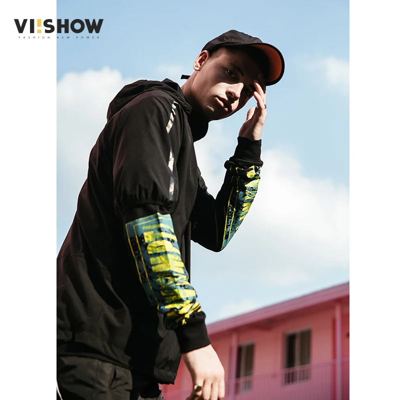 VIISHOW Новые мужские куртки с капюшоном Новые весенние осенние модные хип-хоп куртки с капюшоном ветровки мужские тонкие пальто куртки мужские JC1209181