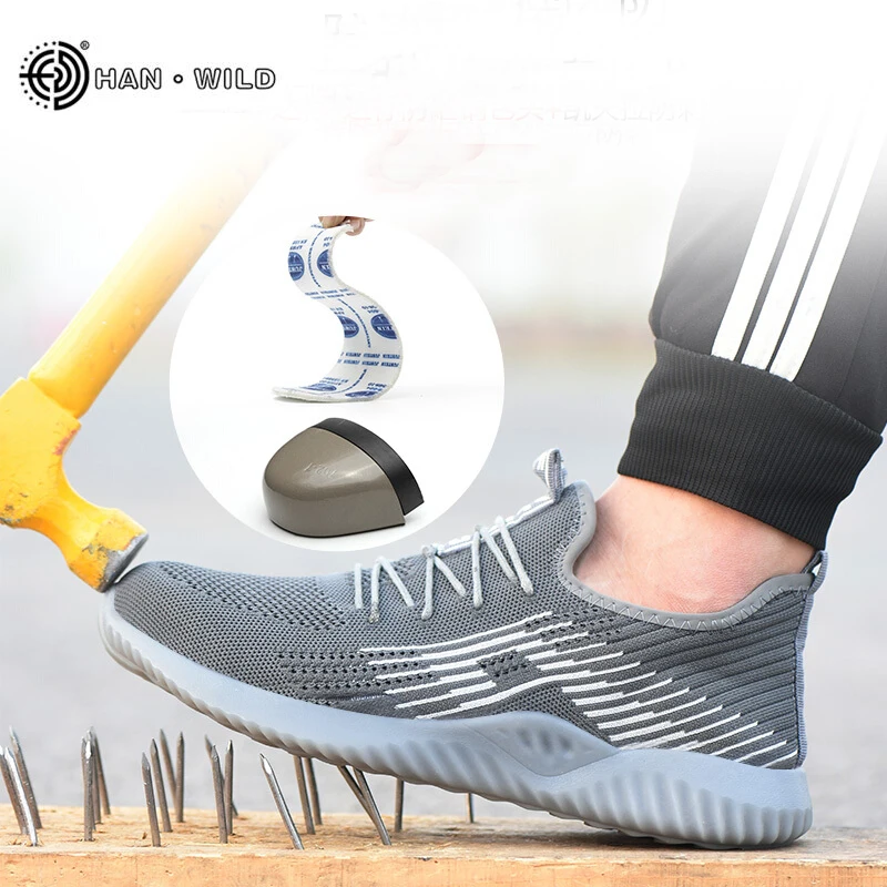 Zapatos de seguridad con punta de acero para hombre, botas a prueba de perforaciones, transpirables, ligeras, para verano