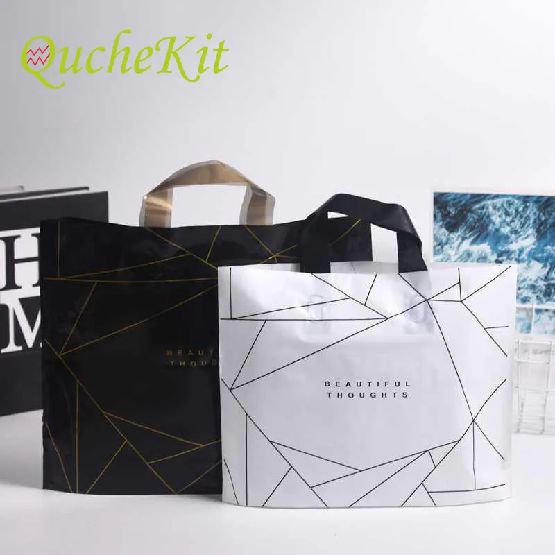 Customized 100% biodegradable and reusable logo print plastic shopping  carrier bags for clothes