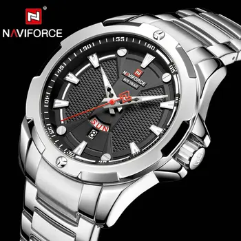 

NAVIFORCE Quartz Mens Watches Top Brand Luxury Steel Strap Military Sports Watch Men Date Calendar Multifunction Wristwatches