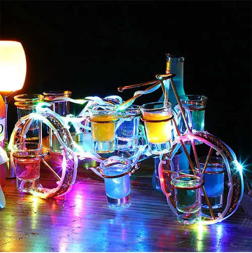 bicycle wine rack se Европейский стиль велосипедный винный шкаф набор перезаряжаемый светодиодный светящийся пивной держатель для бутылки вина светящийся Шампань стойка для коктейлей - Цвет: bicycle wine rack se