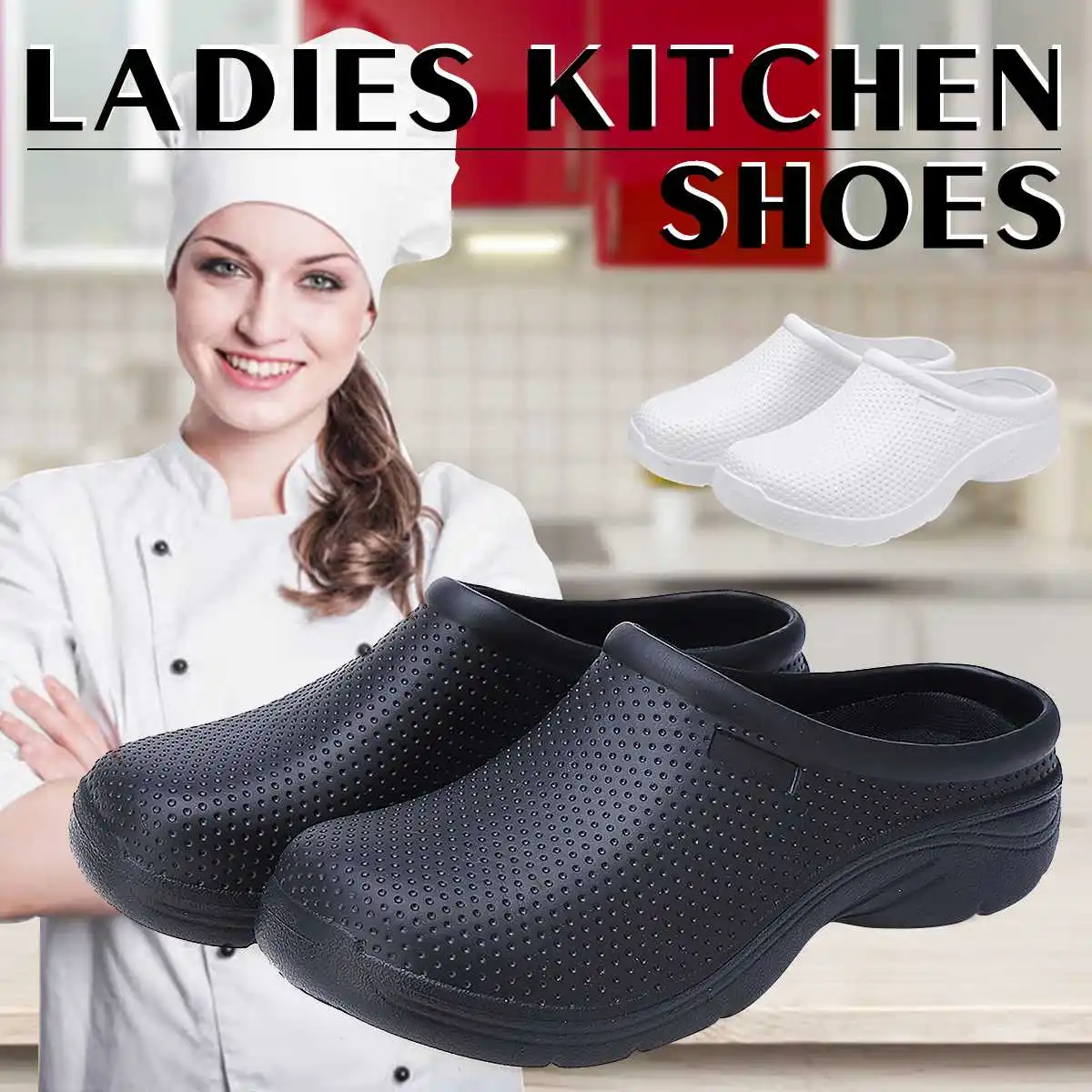 Atrego-zapatos de cocina antideslizantes para mujer, calzado de enfermería, médico, cómodo, ligero, informal - Imagen 4
