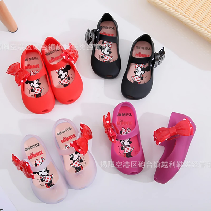 Kids Girl Side Bow Red Black Cartoon Mouse Scrub Children's Jelly Shoes Sweet Birthday Gift 4 Color | Детская одежда и обувь