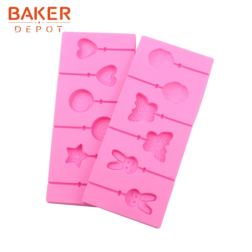 BAKER DEPOT оптом силиконовые формы для леденцы Конфеты Шоколад круглый клейкий бисквит форма цветок Торт Украшение Инструмент Упаковка из 10
